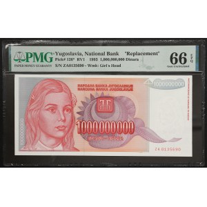 Yugoslavia, Federal Republic, 1.000.000.000 Dinara Replacement 1993