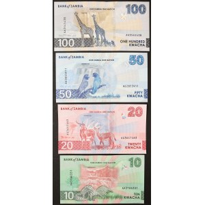 Republika Zambii, partia 4 szt., nominały: 100, 50, 20 i 10 kwacha, 2024 r.