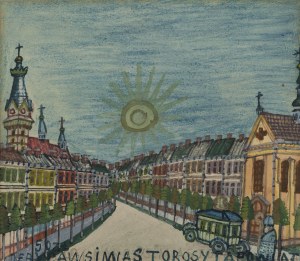 Nikifor Krynicki (1895 Krynica - 1968 Folusz), Wizytacja biskupa w mieście, lata 40/50. XX w.