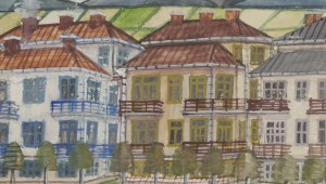 Nikifor Krynicki (1895 Krynica - 1968 Folusz), Kamienice przy ulicy Pułaskiego w Krynicy-Zdrój, lata 40. XX w.
