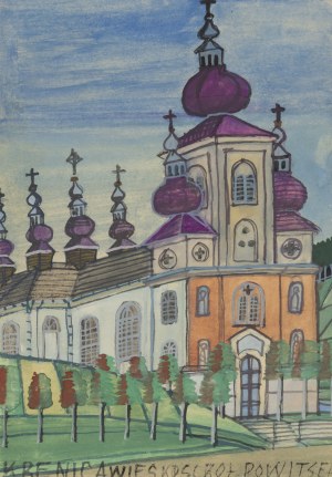 Nikifor Krynicki (1895 Krynica - 1968 Folusz), Widok na kościół