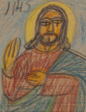 Nikifor Krynicki (1895 Krynica - 1968 Folusz), Chrystus błogosławiący wśród Świętych