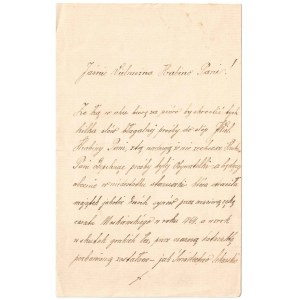 [Mother of the 1863 Insurgents] A letter from Anna Kalinowska, who lost her estate and two sons in 1863, asking Countess A. Dzieduszycka for help. [Lviv, ca. 1900], bifolium