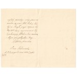 [Mother of the 1863 Insurgents] A letter from Anna Kalinowska, who lost her estate and two sons in 1863, asking Countess A. Dzieduszycka for help. [Lviv, ca. 1900], bifolium