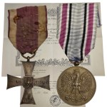 Second Polish Republic Set - Cross of Valor 1920 (Arthus Bertrand), Medal 1918–1921, Awarded in 1936 (Pierre-Antoine Berrurier)