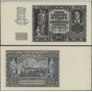 Poland, unfinished 20 zlotych note, March 1, 1940