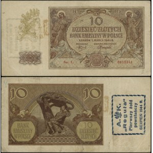 Poland, 10 zlotych (later overprint), March 1, 1940, Reguła