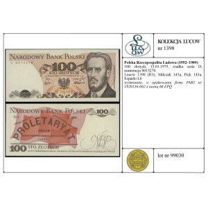 100 zlotych, January 15, 1975, D