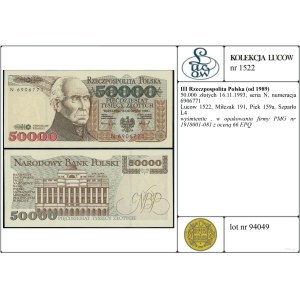 50,000 zlotys, November 16, 1993, N