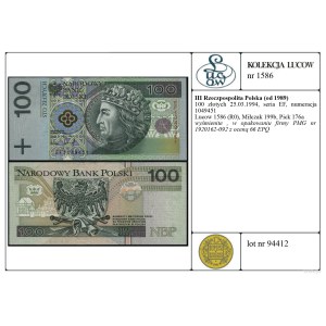 100 zlotych, March 25, 1994, EF