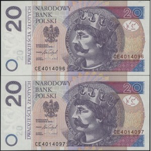 Polska, zestaw 2 x 20 złotych serii przejściowej, 15.09.2016, CE