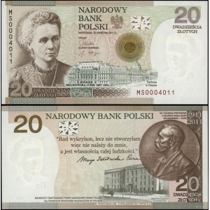 Poland, 20 zlotych, April 20, 2011, Skłodowska-Curie