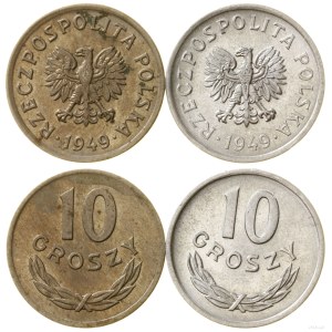 Polska, zestaw: 2 x 10 groszy, 1949, Warszawa i Kremnica