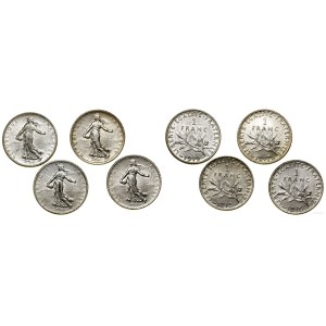 Francja, zestaw: 4 x 1 frank, 1915-1919, Paryż