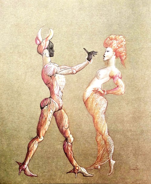 Leonor Fini (1918 Buenos Aires - 1996 Paryż), Les Deux Personnages (Dwie postacie) z cyklu Les Personnages / Masquerades), 1980