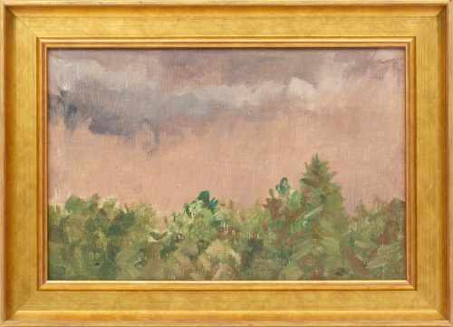 Michał GORSTKIN WYWIÓRSKI (1861-1926), Zielone zarośla pod szarym niebem