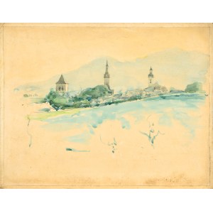 Józef PIENIĄŻEK (1888-1953), Panorama miasta z wieżami