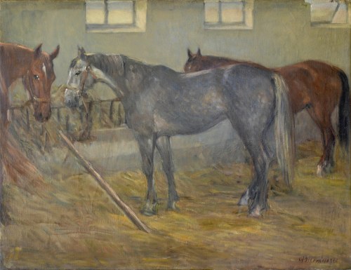 Olgierd BIERWIACZONEK (1925-2002), Konie w stajni