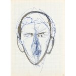 Jerzy PANEK (1918-2001), Głowa mężczyzny - ujęcie en face, 1964 [14 sierpnia]. Rysunek ze 