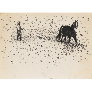 Ludwik MACIĄG (1920-2007), Lonżowanie w deszczu