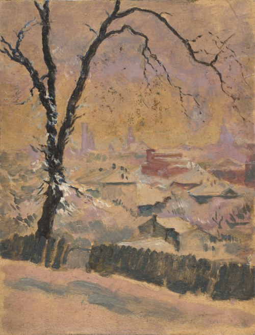 Józef PIENIĄŻEK (1888-1953), Pejzaż miejski zimą