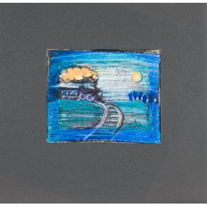 Eugeniusz TUKAN-WOLSKI (1928-2014), Paysage avec un train au crépuscule