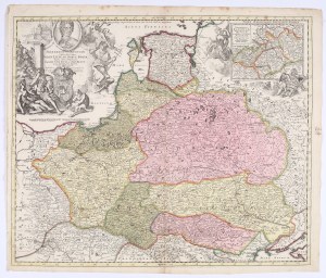 SCHENK Pieter (1660-1711) — [Mapa Polski z portretem Augusta II]. Amsterdam, 1705.