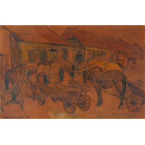 Feliks Roman PODOBIŃSKI, TARG W TYKOCINIE, 1929