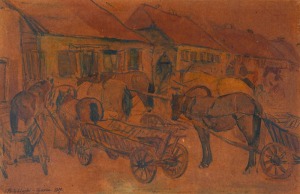 Feliks Roman PODOBIŃSKI, TARG W TYKOCINIE, 1929