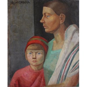A.N.(Wilno?, l.30.XX w.), Kobieta z dzieckiem(na odwrociu: Ulica w małym miasteczku)