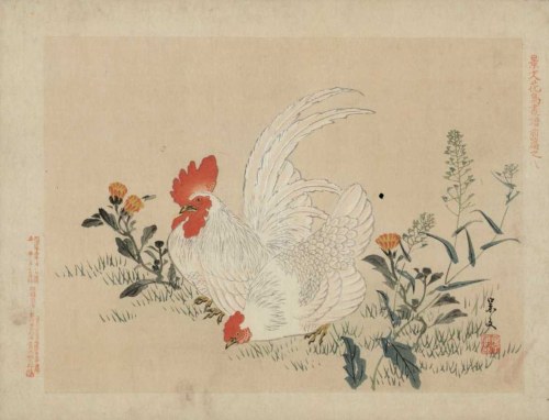 Matsumura Keibun wg, Kogut i kura(z cyklu „Keibun Kachō Gafu”, Osaka 1892)