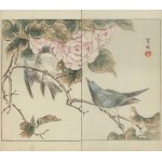 Araki Kanpo, Blue Flycatchers and Camellias (from the "Kaiga-chō" series, published by Okuro Magobe, 1892)