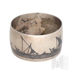 [MIDDLE EAST?] - Silver & Niello - Napkin Ring/Napkin Holder (Tableware, Table Accessories, Nautical)