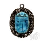 [EGYPT] - Silver - Blue Scarab-Shaped Pendant