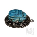[EGYPT] - Silver - Blue Scarab-Shaped Pendant