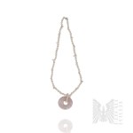 Silver (0.925) - Necklace with Freshwater Cultured Pearls Accented with Rose Quartz