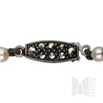 Silver (0.935) - Vintage Delicate Necklace with Layered Pearls