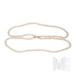 Gold (0.375) - Double-Row Pearl Necklace with a Gold Engraved Clasp