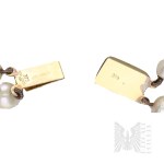 Gold (0.375) - Double-Row Pearl Necklace with a Gold Engraved Clasp