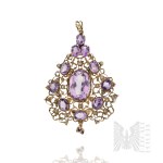Gold-Plated Silver - Openwork Pendant with Purple Accents