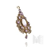 Gold-Plated Silver - Openwork Pendant with Purple Accents