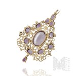 Gold-Plated Silver - Openwork Pendant with Purple Accents