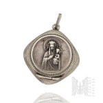 Silver - Locket with an image of the Virgin Mary and Child