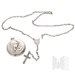 Second Polish Republic - Silver (0.800) - Secret Compartment with a Depiction of the Virgin Mary and a Rosary