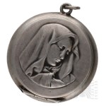 Second Polish Republic - Silver (0.800) - Secret Compartment with a Depiction of the Virgin Mary and a Rosary