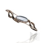 Silver (0.925) - Large Wavy Brooch with Hematite