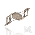 Silver (0.925) - Large Wavy Brooch with Hematite