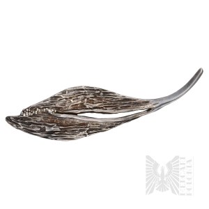 Silver (0.925) - Poland - Feather/Leaf-Shaped Brooch - gmerk IS