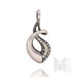 Silver (0.925) - Wavy Pendant with White Zirconia