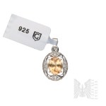 [GEMPORIA CERTIFICATE] - Silver (0.925) - Pendant with Imperial Garnet & White Zircon